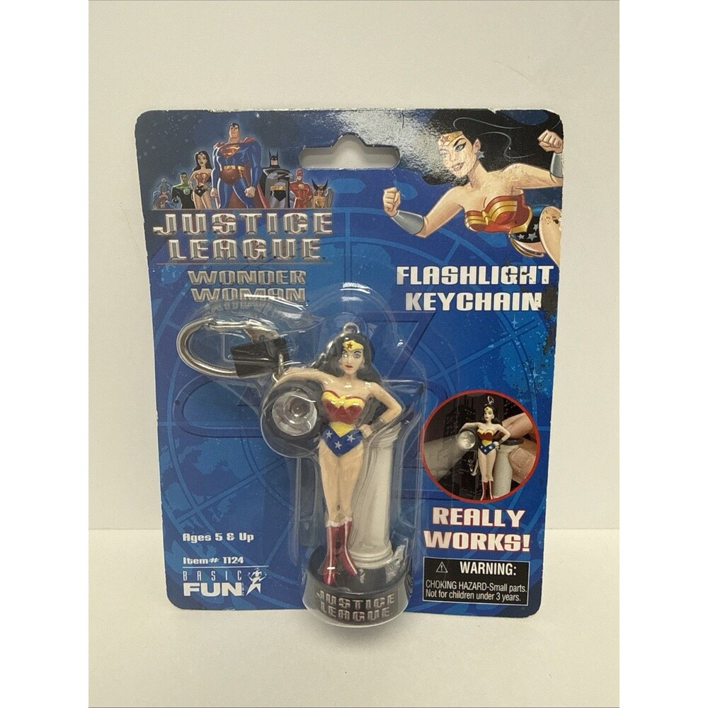 Justice League Wonder Woman Flashlight Keychain Basic Fun 1124 DC Comics 2005